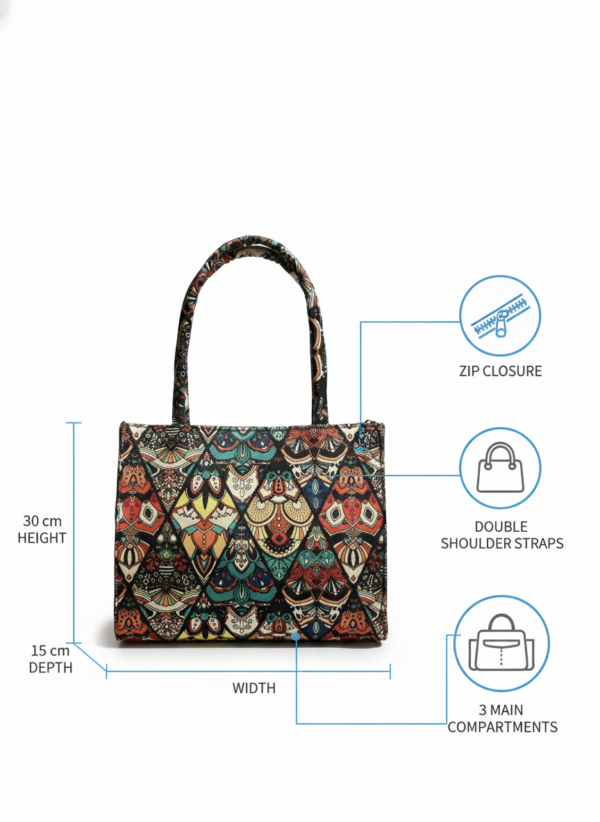 Women’s Multicolor Ethnic Printed Fabric Handbag | Stylish Tote Bag for Office, College & Daily Use