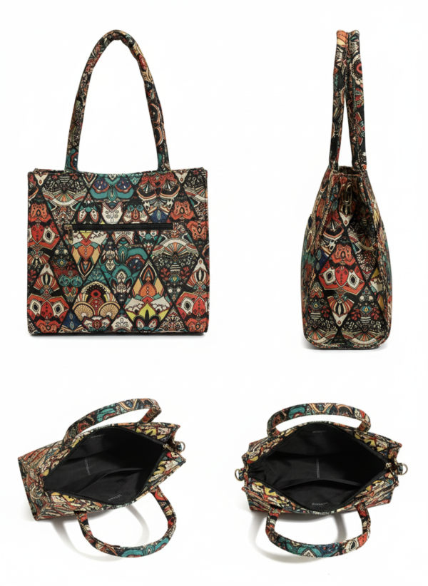 Women’s Multicolor Ethnic Printed Fabric Handbag | Stylish Tote Bag for Office, College & Daily Use