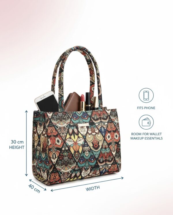 Women’s Multicolor Ethnic Printed Fabric Handbag | Stylish Tote Bag for Office, College & Daily Use
