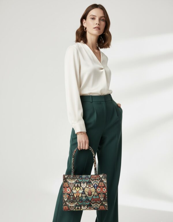 Women’s Multicolor Ethnic Printed Fabric Handbag | Stylish Tote Bag for Office, College & Daily Use