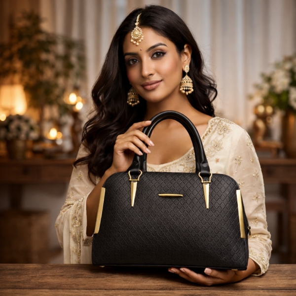 blackb6last5 Premium Quilted Women Handbag | Stylish Office & Party Shoulder Bag for Ladies | Spacious PU Leather Tote with Gold Finish | Black, Brown & Maroon